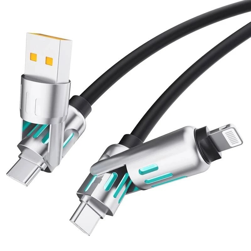  کابل شارژ چند کاره دیتا پلاس 240 وات RGB با سری لایتنینگ USB و Type-C 