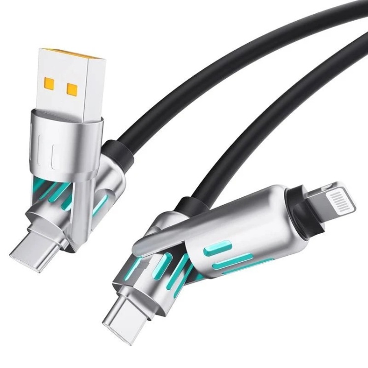 کابل شارژ چند کاره دیتا پلاس 240 وات RGB با سری لایتنینگ USB و Type-C