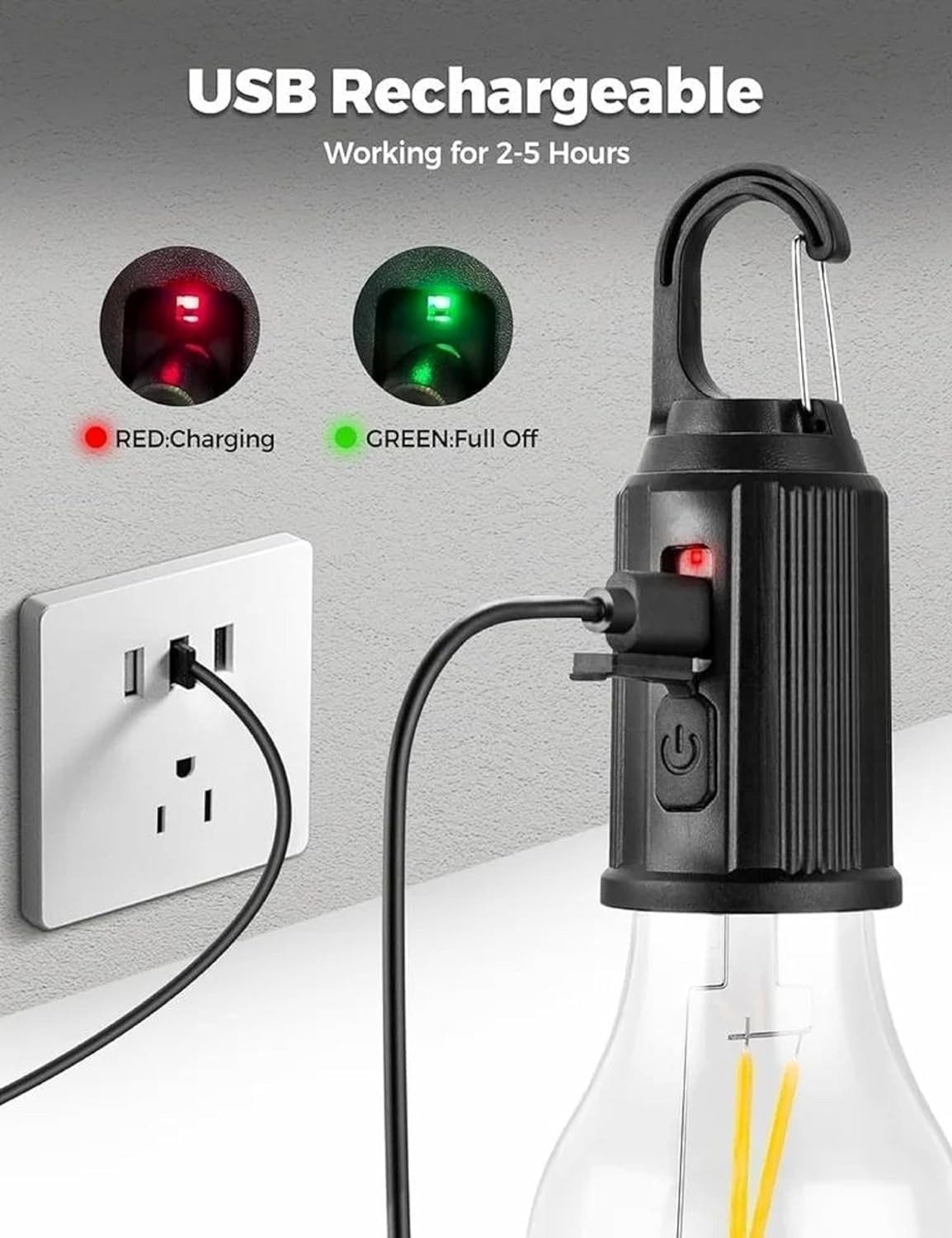  چراغ شارژی کمپینگ فیلامنتی قابل شارژ USB مناسب سفر و طبیعت 