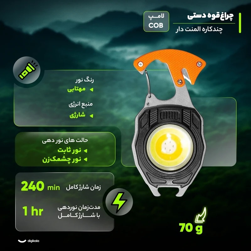 چراغ قوه چندکاره شارژی مدل W5147