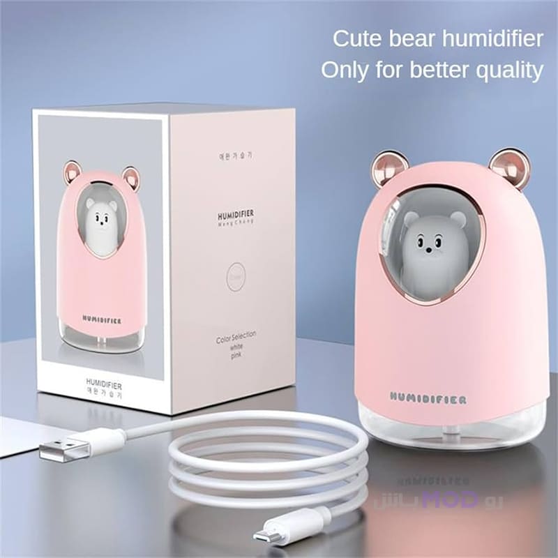 بخور سرد مدل خرسی فانتزی با چراغ خواب LED رومیزی Humidifier